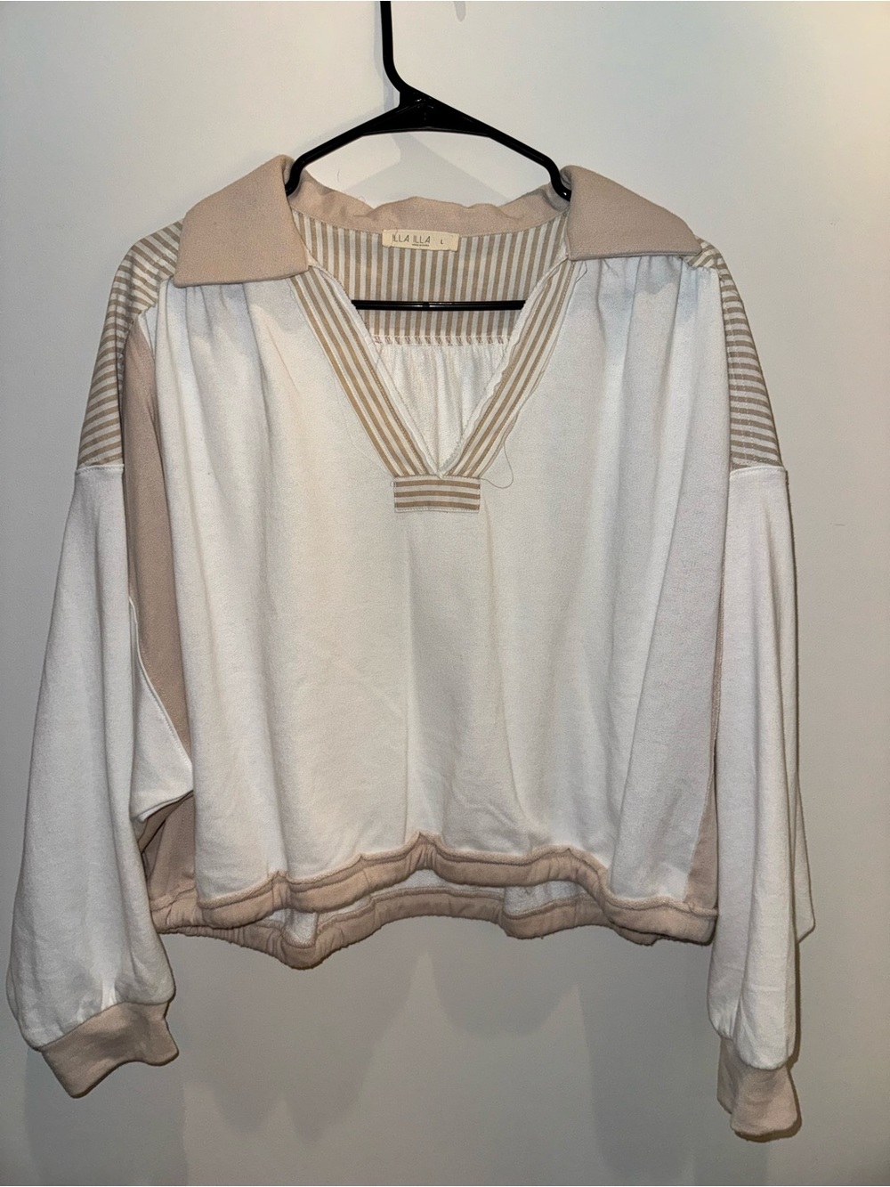 ILLA ILLA Cream and Beige Striped Collared Top with Joggers